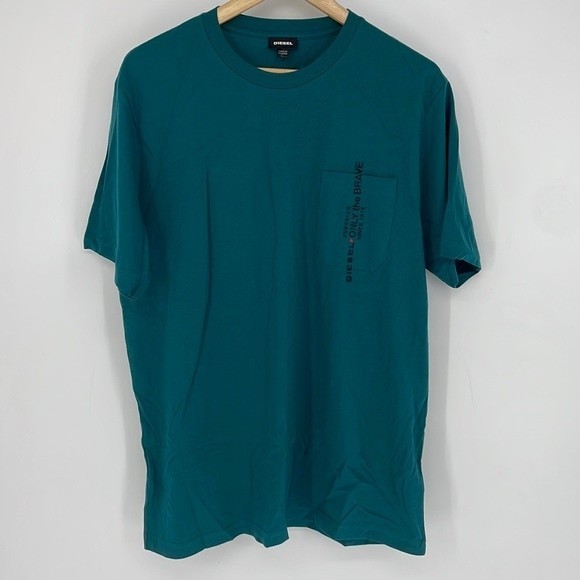 Diesel Other - DIESEL 'only the brave' classic pocket tee shirt teal men’s size XL